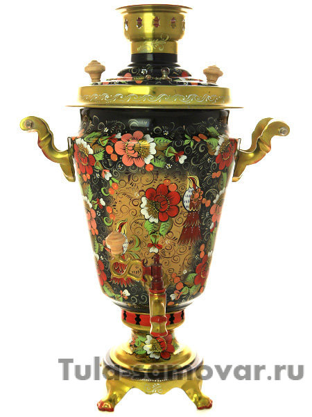 Набор комбинированный самовар 5 литров "Райский сад" с чайником и подносом