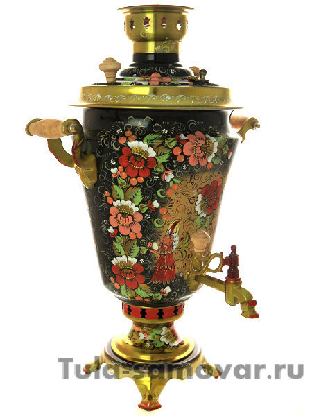 Набор комбинированный самовар 5 литров "Райский сад" с чайником и подносом