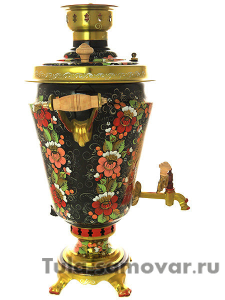 Набор комбинированный самовар 5 литров "Райский сад" с чайником и подносом