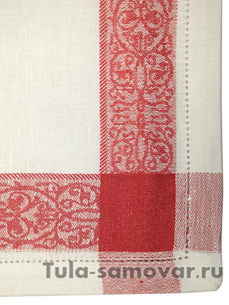 Салфетка красно-белая с мережкой, 45х45