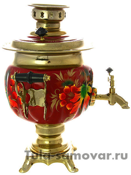 Набор самовар электрический 3 литра с художественной росписью "Клен на бордовом фоне", арт. 190321