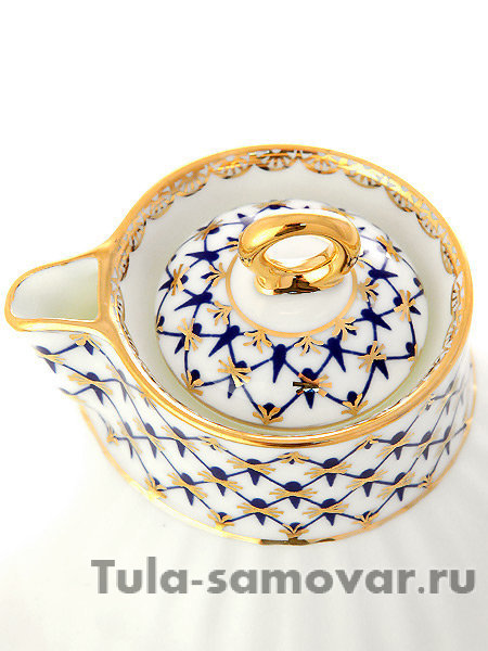Сливочник форма Волна рисунок Кобальтовая сетка Императорский фарфоровый завод