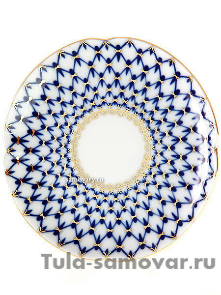 Фарфоровая чайная пара с крышечкой форма Подарочная-2 рисунок Кобальтовая сетка Императорский фарфоровый завод