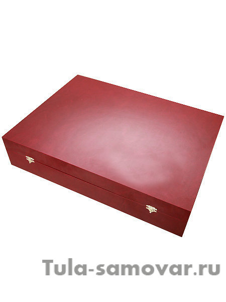 Подарочный футляр для 6 подстаканников, стаканов и чайных ложек с двумя замочками