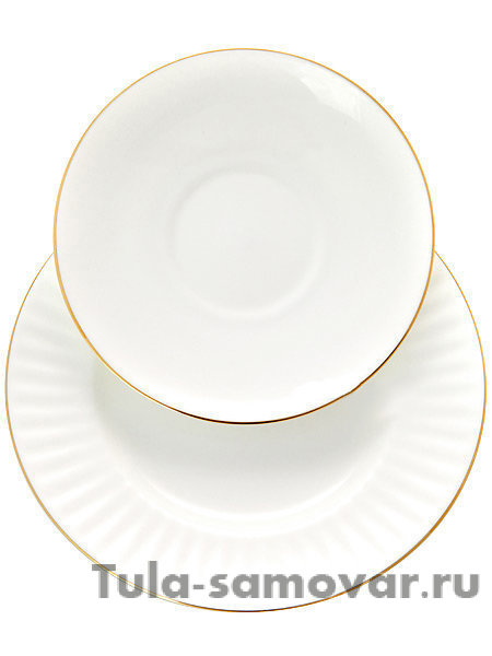 Сервиз чайный форма Волна рисунок Золотой кантик с отводкой 6/20 Императорский фарфоровый завода