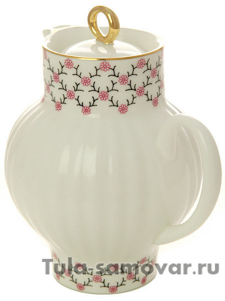 Сливочник форма Волна рисунок Розовая сетка Императорский фарфоровый завод
