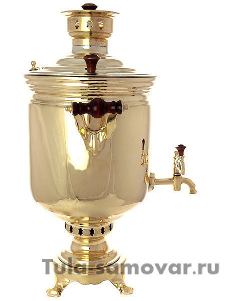 Набор самовар на дровах 7 л желтый цилиндр с позолоченными подстаканниками "Вокзалы Москвы"