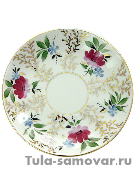 Чайная пара форма Тюльпан рисунок Золотые травки Императорский фарфоровый завод