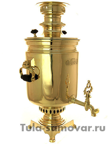 Самовар на дровах 10 л латунный цилиндр фабрика братьев Поповых
