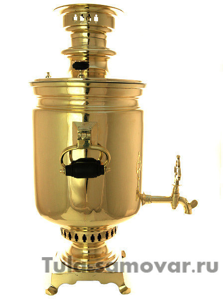 Самовар на дровах 10 л латунный цилиндр фабрика братьев Поповых