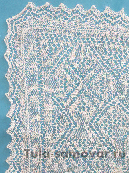 Оренбургский пуховый палантин, белый, арт. A 16070-01