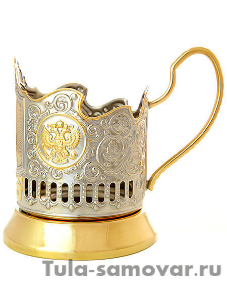 Подстаканник "РЖД" с позолотой Кольчугино