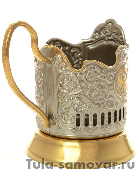 Подстаканник для чая с позолотой "Петух" Кольчугино