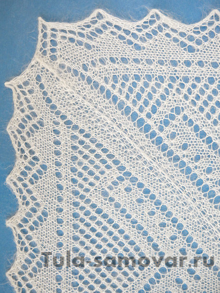 Оренбургский пуховый платок белый, арт. П1-130-02