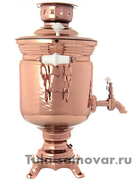 Электрический самовар 3 литра с медным покрытием "цилиндр" с автоматическим отключением при закипании, арт. 120338к