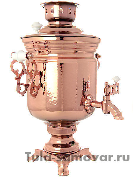 Электрический самовар 3 литра с медным покрытием "цилиндр" с автоматическим отключением при закипании, арт. 120338к