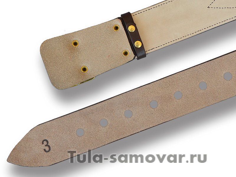 Ремень комначсостава РККА обр.1935г. реплика коричневый (оранжевая нить)