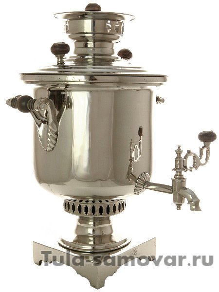 Самовар на дровах 4 л никелированный цилиндр фабрика Баташева