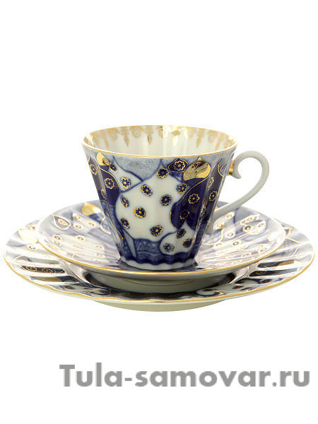 3-x предметный чайный комплект форма Лучистая рисунок Перезвоны Императорский фарфоровый завод