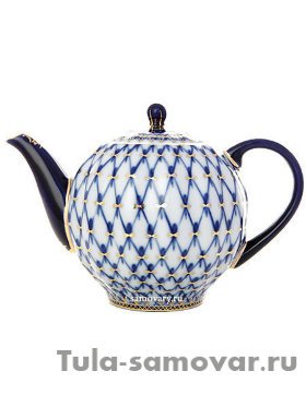 Фарфоровый заварочный чайник форма Тюльпан рисунок Кобальтовая сетка Императорский фарфоровый завод