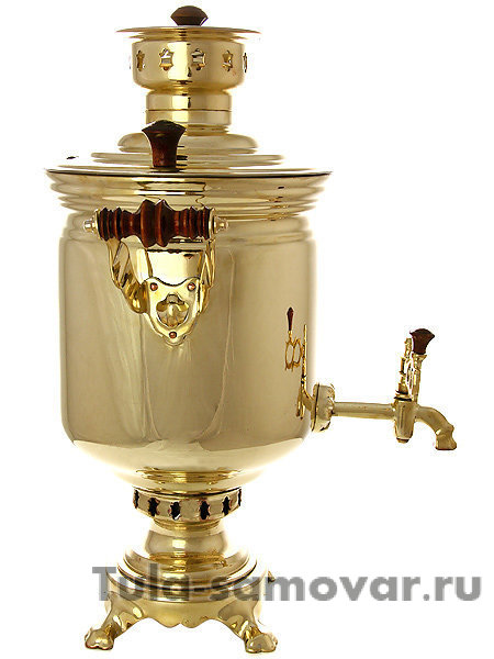 Самовар на дровах 5 л латунная банка "Классика" с трубой в подарок