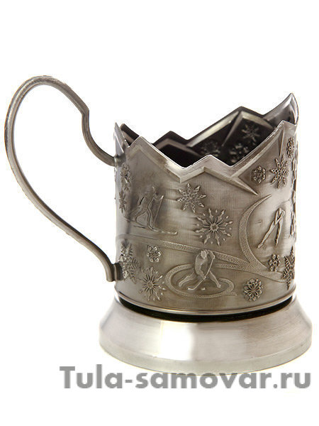 Подстаканник никелированный "Зимние виды спорта" для гравировки, Кольчугино