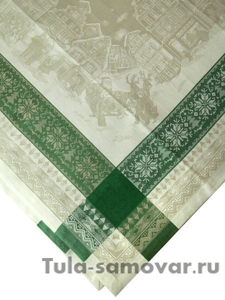 Скатерть "Зима" зеленая без кружева, 150х250