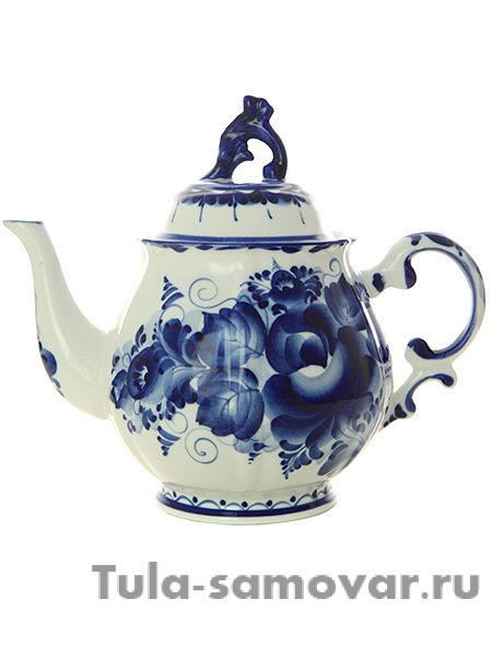 Чайник с росписью Гжель "Тюльпан большой"