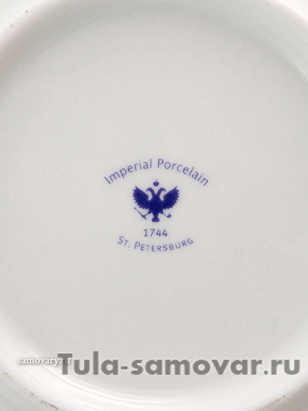 3-х предметный чайный набор форма Тюльпан рисунок Кобальтовая сетка Императорский фарфоровый завод