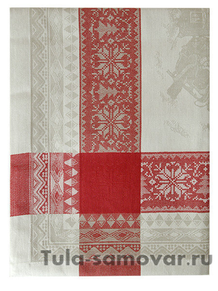 Скатерть "Зима" красная без кружева, 150х250