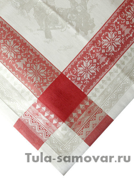Скатерть "Зима" красная без кружева, 150х250
