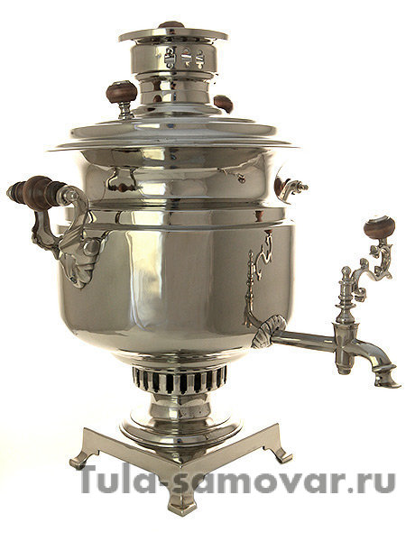 Самовар на дровах 5 л никелированный форма кастрюля фабрика Баташева