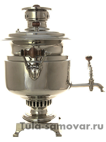 Самовар на дровах 5 л никелированный форма кастрюля фабрика Баташева
