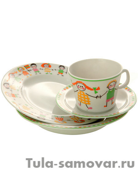 4-x предметный детский комплект форма Молодежная рисунок Хоровод Императорский фарфоровый завод