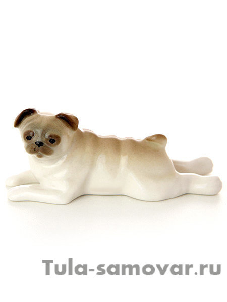 Скульптура Мопс лежащий Императорский фарфоровый завод
