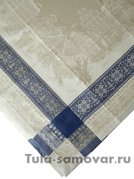 Скатерть "Зима" синяя без кружева, 150х250