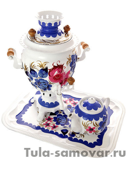 Набор самовар электрический 3 литра с художественной росписью "Птичка на гжели", арт. 130643