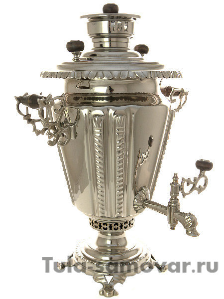 Самовар на дровах 5 л рифленый никелированный конус Баташева