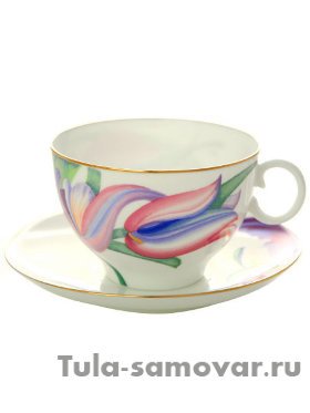 Чашка с блюдцем чайная форма Яблочко рисунок Лия ИФЗ