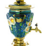Набор самовар электрический 3 литра с художественной росписью "Ромашки на голубом фоне", арт. 121037