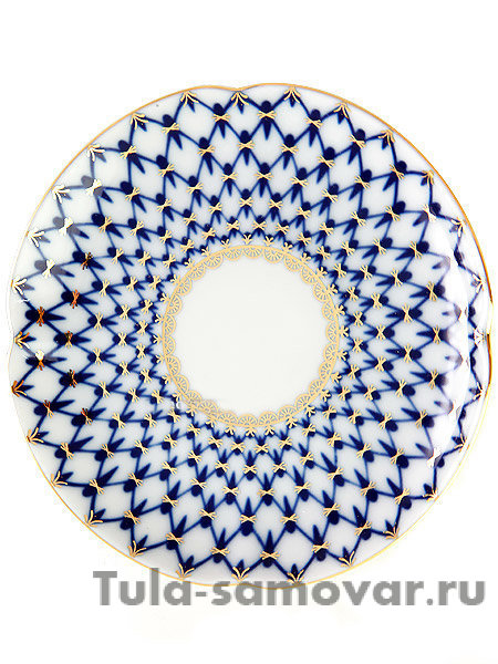 Чашка чайная с крышечкой и блюдцем форма Подарочная-2 рисунок Кобальтовая сетка Императорский фарфоровый завод