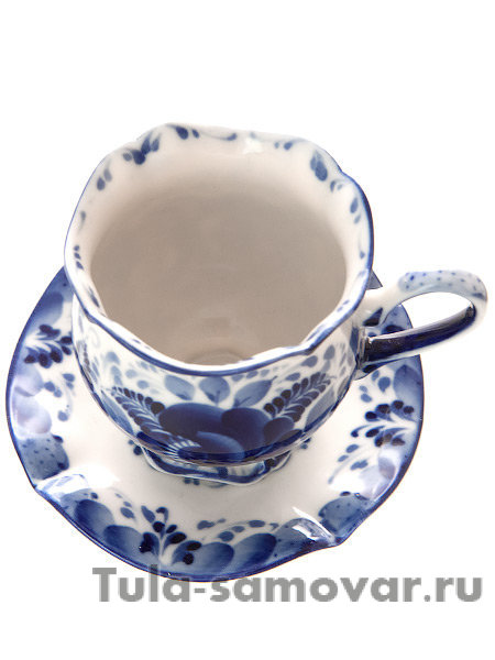 Кофейная пара с художественной росписью Гжель "Тюльпан малый"