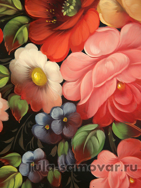 Поднос с художественной росписью "Красный букет", прямоугольный, арт. 5040