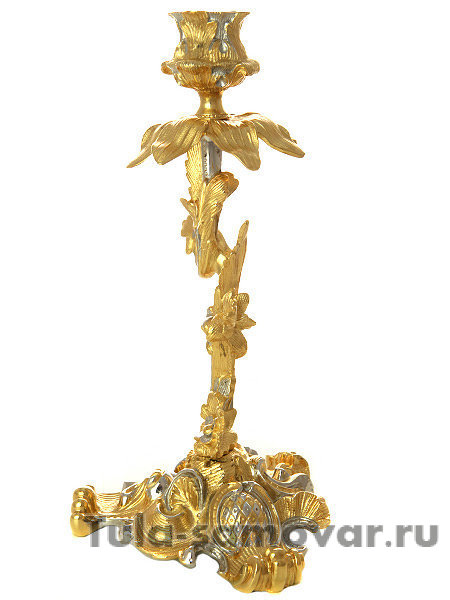 Подсвечник литой позолоченный в подарочной коробке, 270 мм, Златоуст