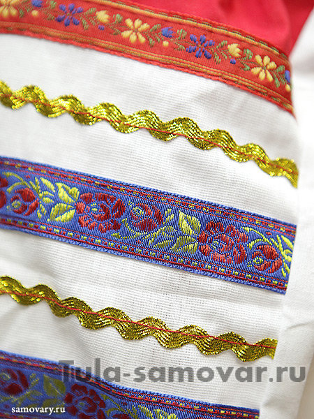 Русский народный костюм "Дуняша" женский хлопковый комплект красный сарафан и блузка XS-L