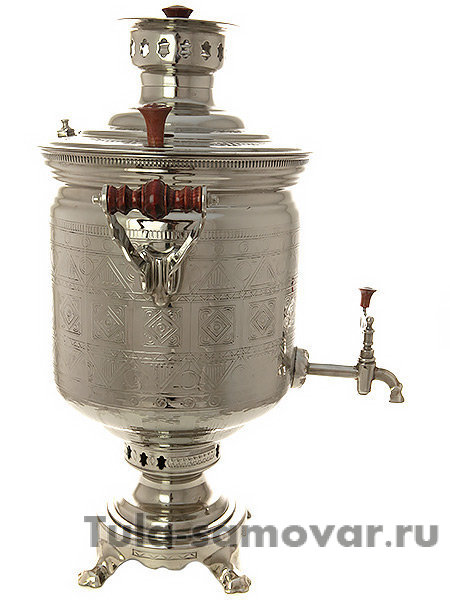 Самовар на дровах никелированный 7 л цилиндр "Чукотка", арт. 471709