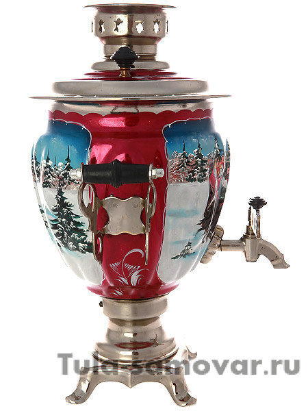 Набор самовар электрический 3 литра с художественной росписью "Тройка зимняя", арт. 130206