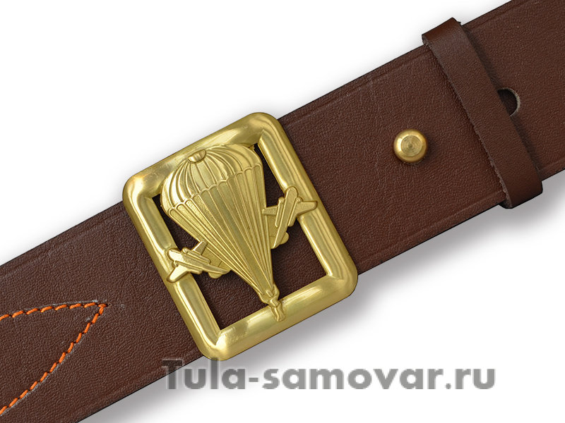 Ремень генеральский кожаный коричневый ВДВ