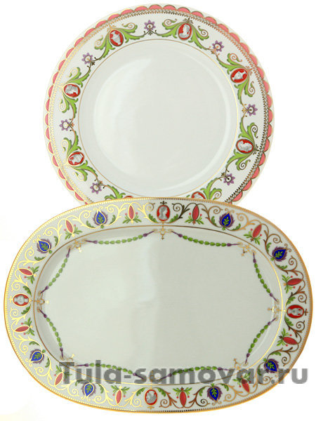 Столовый сервиз из фарфора на 6 персон форма Европейская-2 рисунок Камеи 6/24 Императорский фарфоровый завод