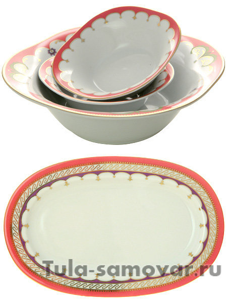 Столовый сервиз из фарфора на 6 персон форма Европейская-2 рисунок Камеи 6/24 Императорский фарфоровый завод